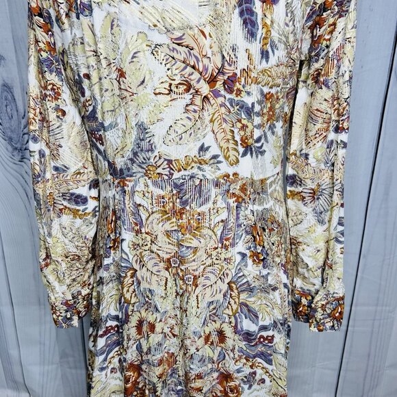 Soft Surroundings Mekness Metallic Floral Maxi Shirt Dress Duster Size S Boho - Picture 14 of 15